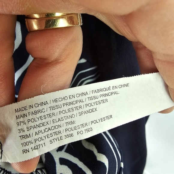 LAST CHANCE - Eloquii Navy Long Sleeved Abstract Floral Dress - Picture 9 of 9